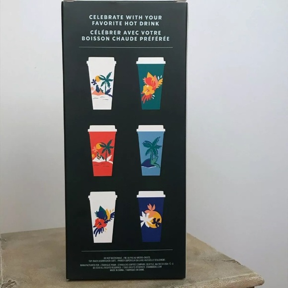 STARBUCKS 2020 Reusable Hot Cups Set of 6 Tropical - Picture 6 of 6
